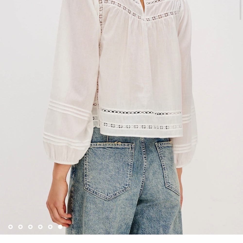 Rails 100% Cotton White Women's Blouse with Delicate Details - Picture 3 of 14